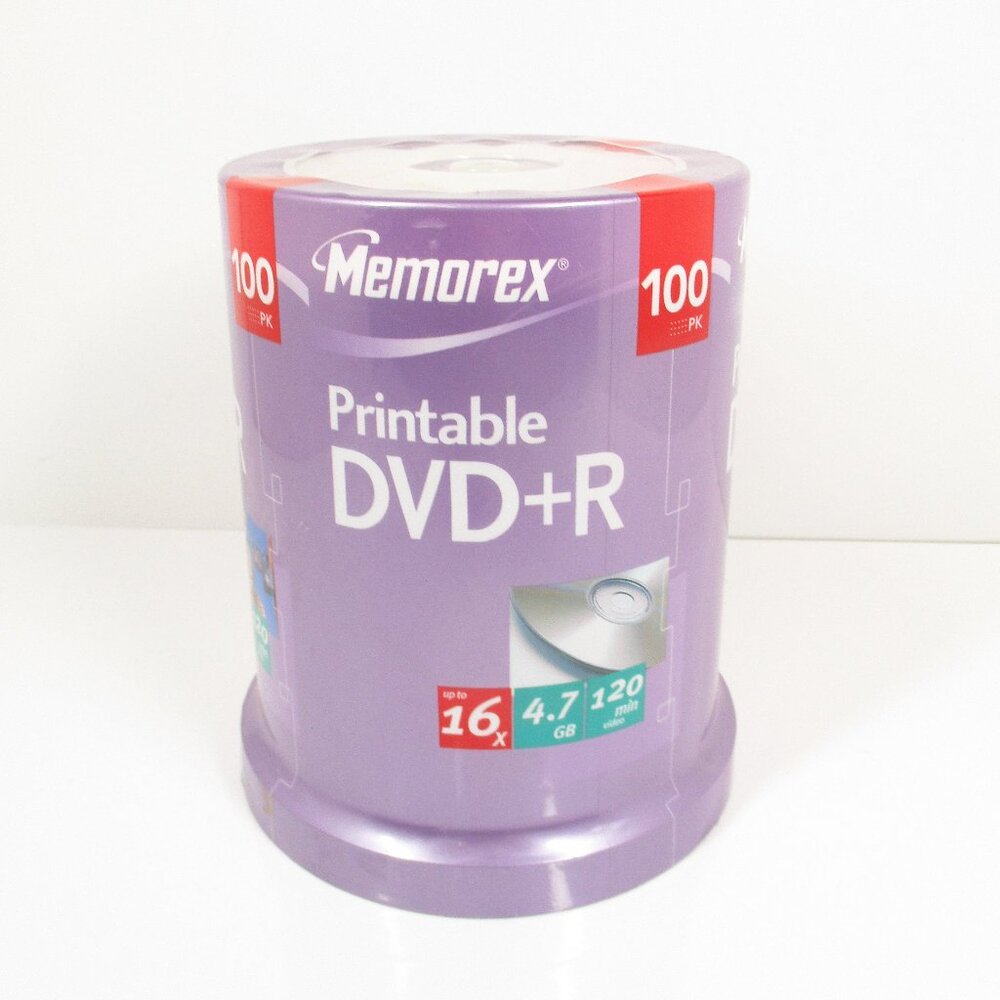 Memorex Printable DVD-R 100 Pack 16X 4.7GB 120 Minute Recordable NEW SEALED